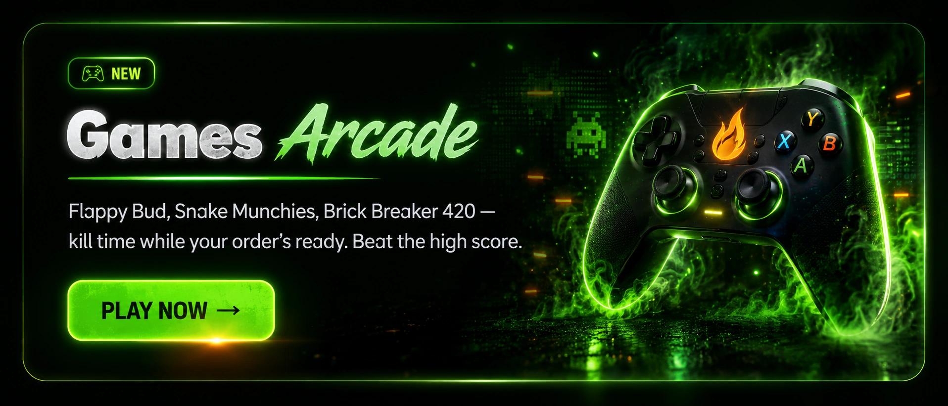 Games Arcade โ Flappy Bud, Snake Munchies, Brick Breaker 420
